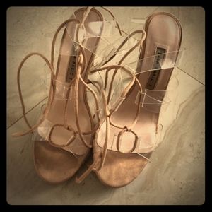 Zara Clear Strap Nude Bottom Heels 8
